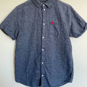 Men’s Boohooman Medium Button Up Grey/Navy Blue